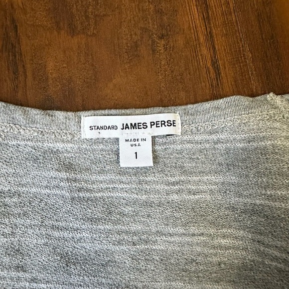 JAMES PERSE Stripe Vintage Raglan Top in Heather Grey - Picture 8 of 11